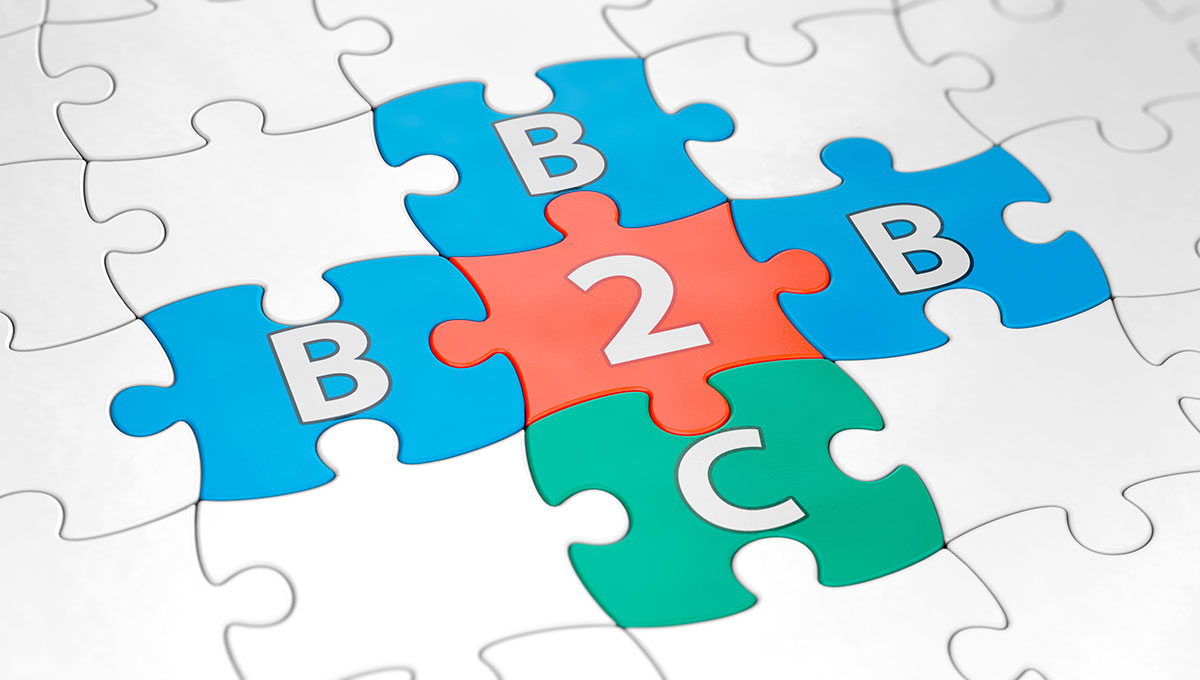 B2B and B2C Marketing Strategies expressed as puzzle pieces